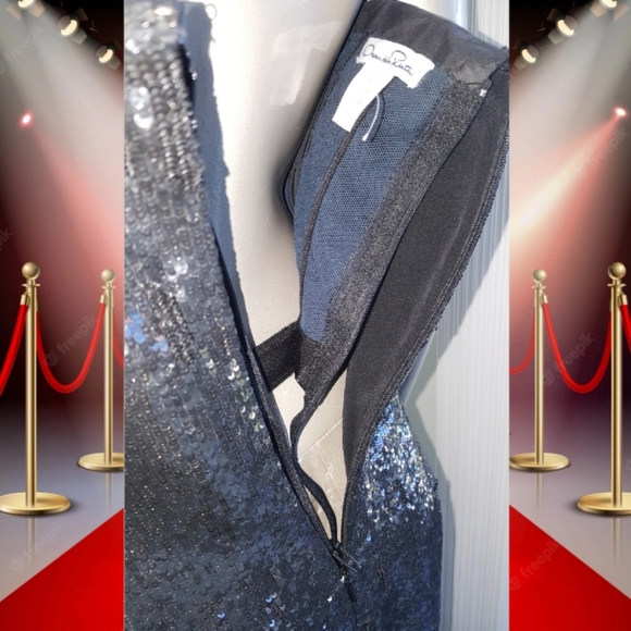 ^$11,000 OSCAR LA RENTA BLACK SILK SEQUIN RUNWAY RED CARPET GOWN W. BOLERO US 6 - Picture 13 of 16